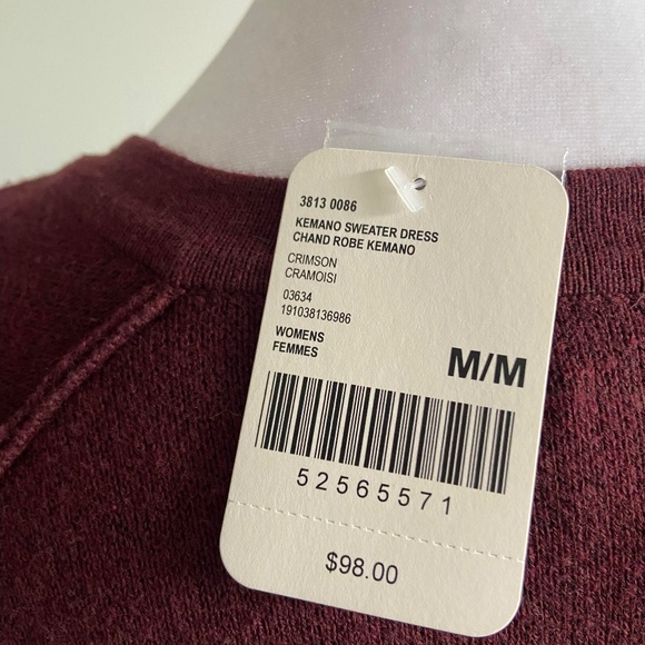 HOLIDAY PARTY NWT ROOTS SWEATER DRESS BURGUNDY CABINCORE COZY MODEST LOOSE FIT - Picture 12 of 12